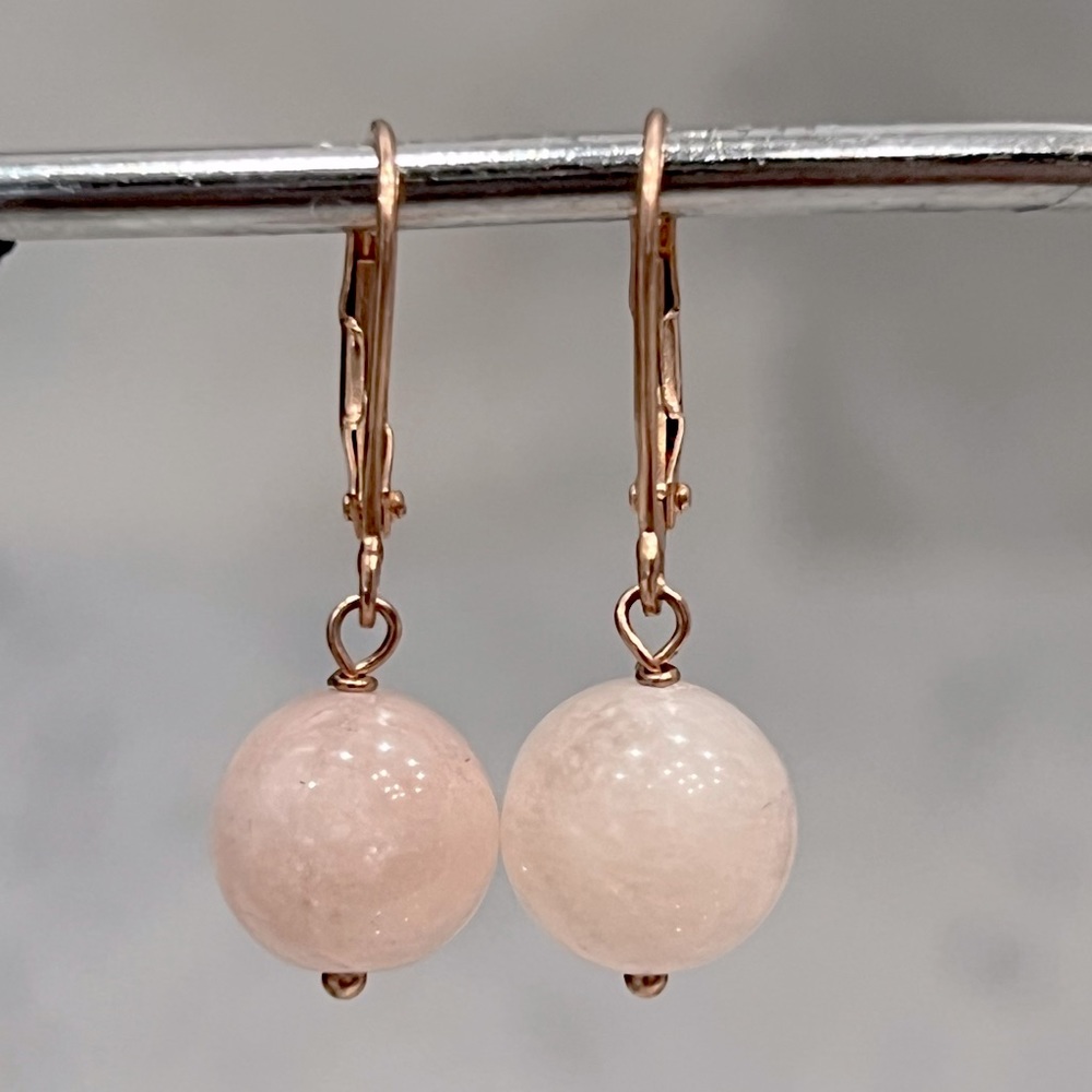 Marropino Morganite 14 K RG Sterling Silver Lever Back Earrings